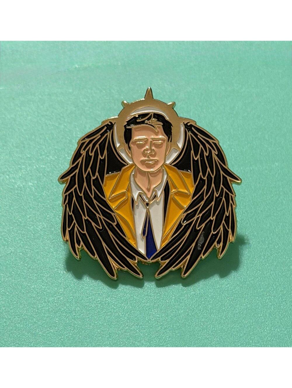 Supernatural Pin. Castiel with Angel Wings.